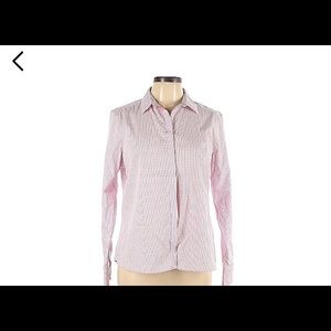 Lands’end pink stripe long sleeve button down shirt.